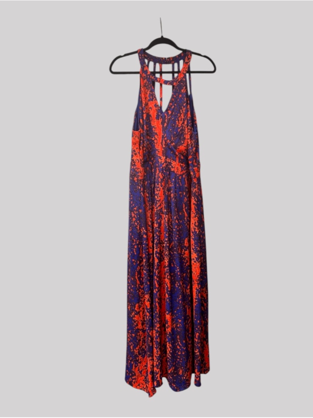 City Chic Purple Maxi Dress with Red Abstract Print